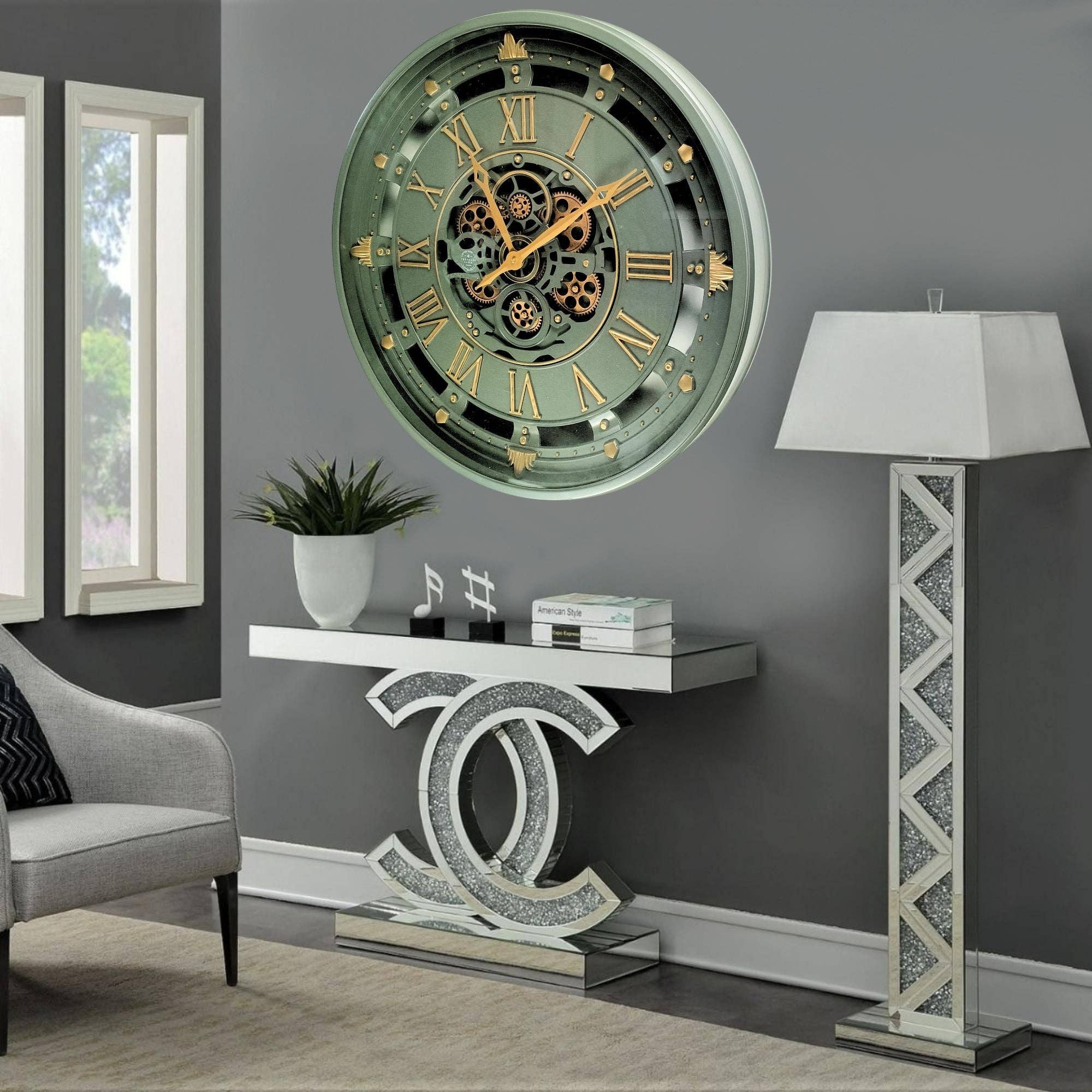 The Gears Clock - Wholesale Wall Clock - BELGIUM LINE WALL CLOCK ROUND 26 INCH GREEN8