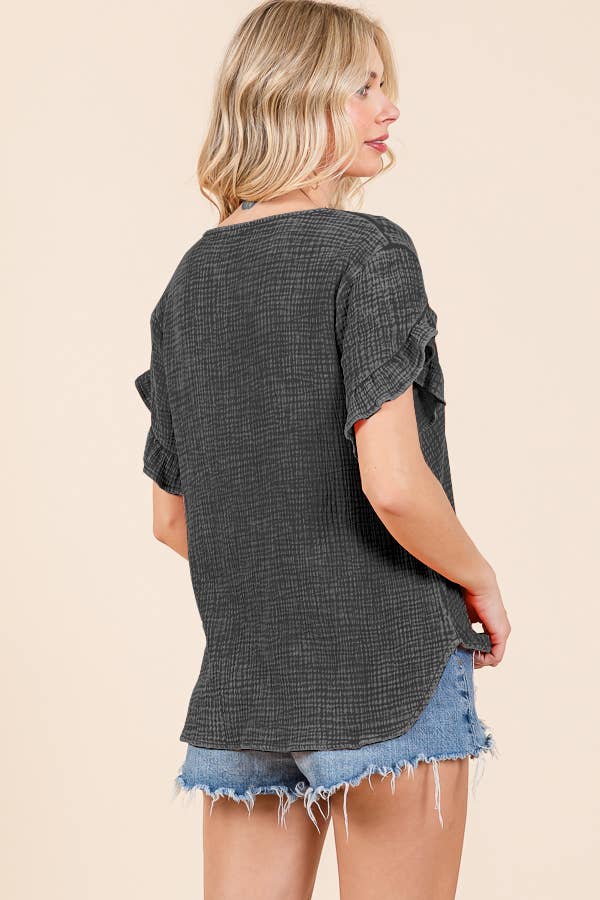 Culture Code – wholesale Blus - Dam – CWT1541XMW - V-RINGAD VOLANGÄRMAD TOPP2