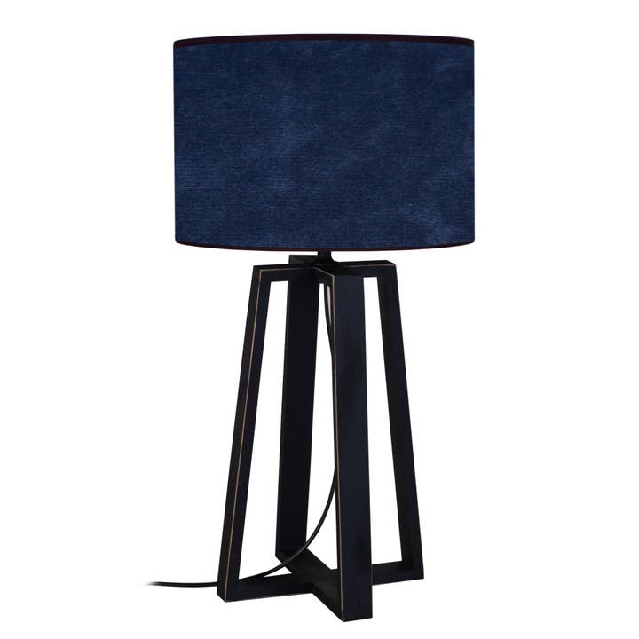 MANON N - Black and Blue Wood Column Bedside Lamp for wholesale by Tosel Shop