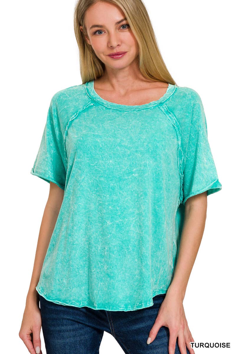 42POPS - Vendita all'ingrosso Maglietta - Donna - ",....Magliette a maniche raglan lavate con effetto stropicciato e toppa posteriore10