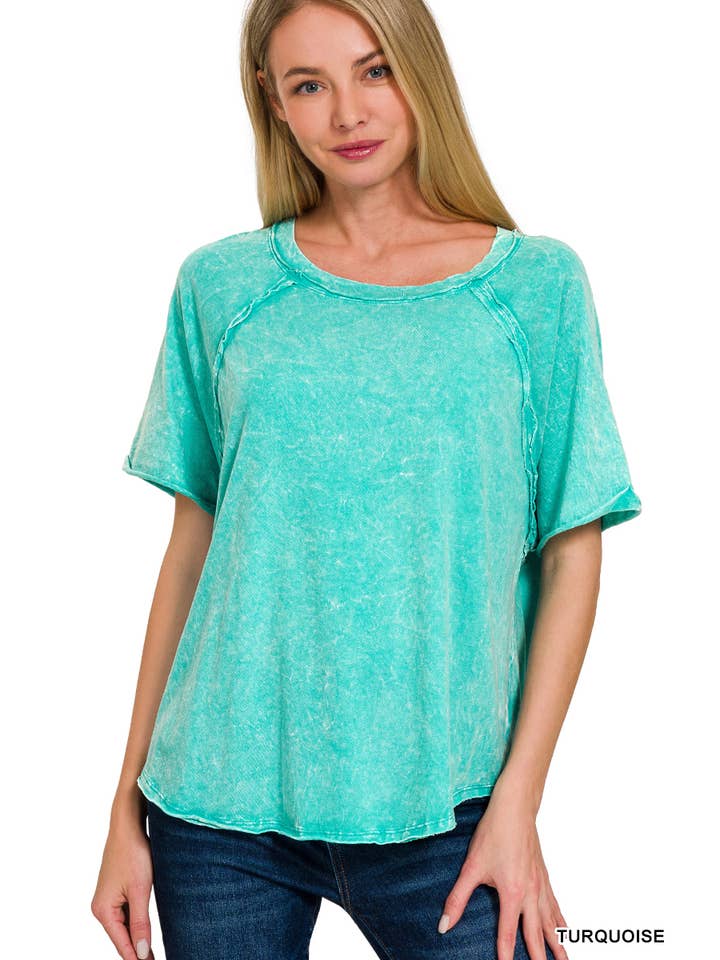 42POPS - Wholesale T-shirt – women's - ",....Back Patch Crinkle Washed Raglan Sleeve Tshirts10