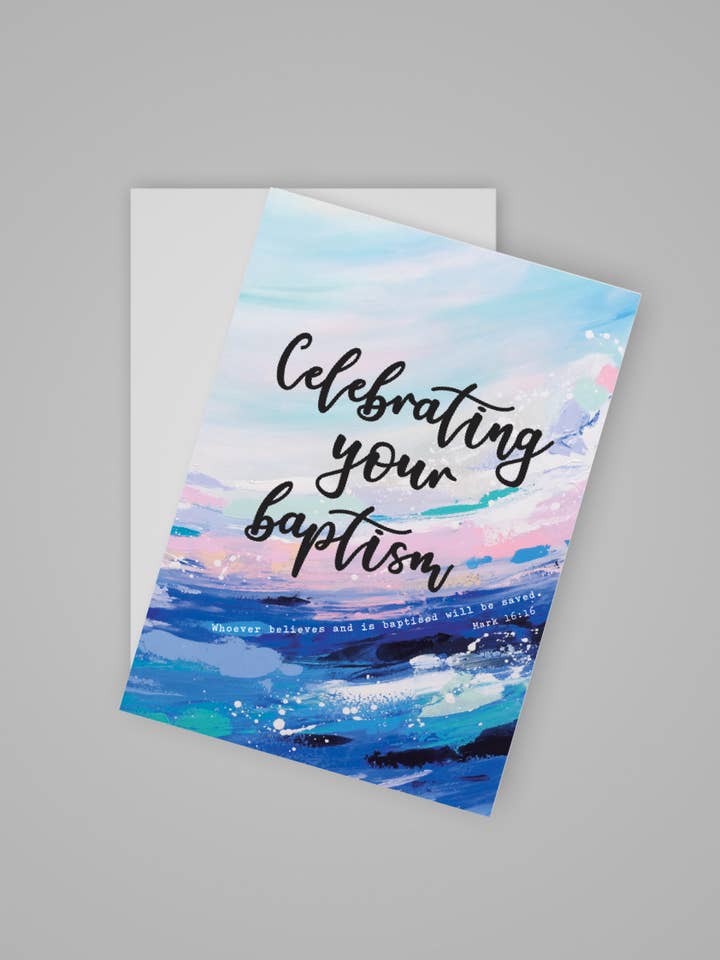 Celebrando tu Bautismo - Tarjeta de felicitación A6 para venta al por mayor de Ooh I Iike that Design