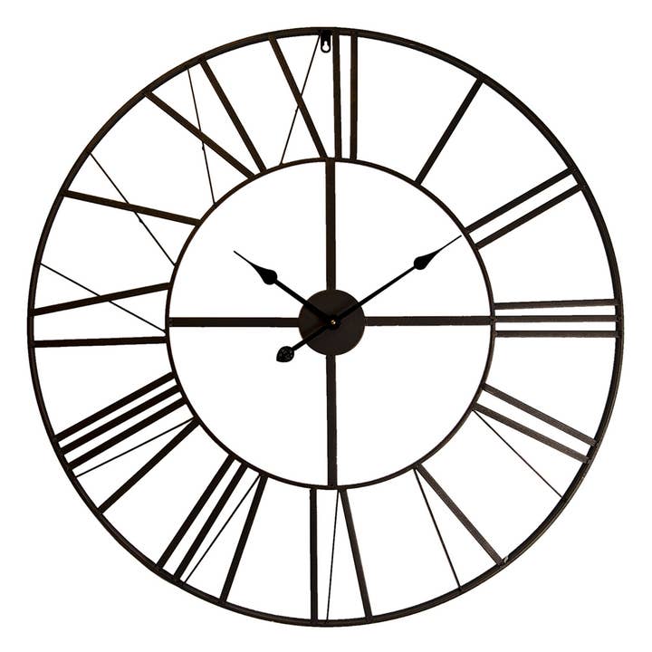 Clayre & Eef – wholesale Väggklocka – 5KL0140L Väggklocka Ø 90 cm Svart metall rund hängande klocka