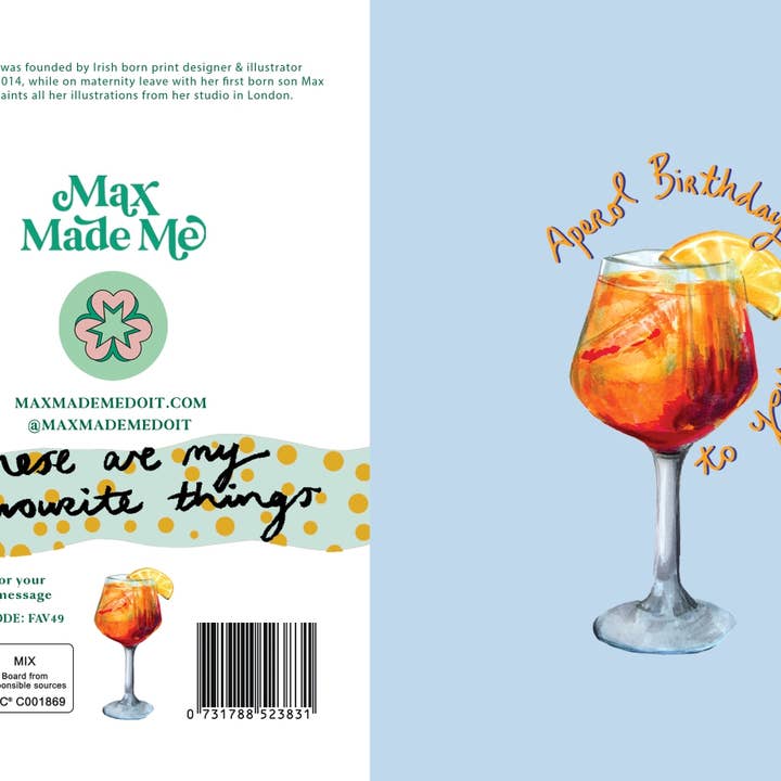 Notes & Queries, Inc. - Wholesale Birthday Card - BIRTHDAY GREETING CARD APEROL BIRTHDAY MAX M