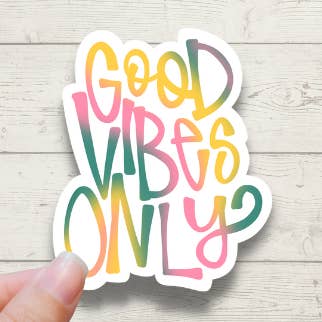 'Good Vibes Only' Hand-Lettered Motivational Stickers for wholesale by Forest Crafts