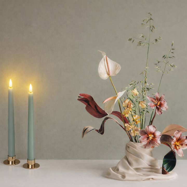 GLO & NEST - Wholesale Flameless Candle - Set of 2 LED Taper Candles - Sage Whisper2