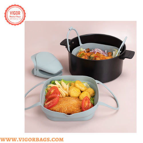 Mix Match Colors Square Air Fryer Liners 8 inch Basket Silicone Mat With Handle - MOQ 10 pcs for wholesale on Faire13