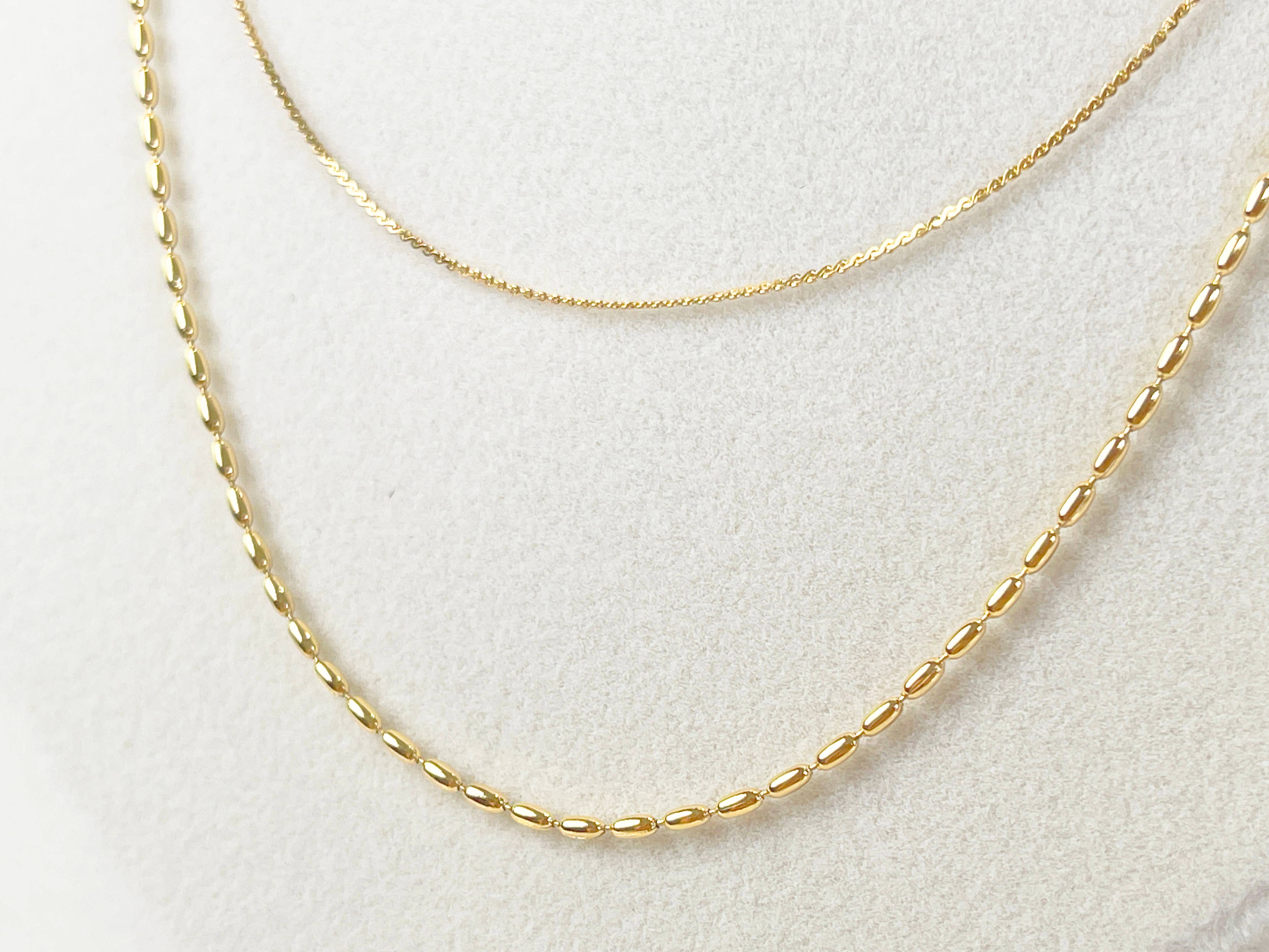 Melange Blanc - Wholesale Link & Chain Necklace - N018 gold double strand dainty chain minimalist necklace3