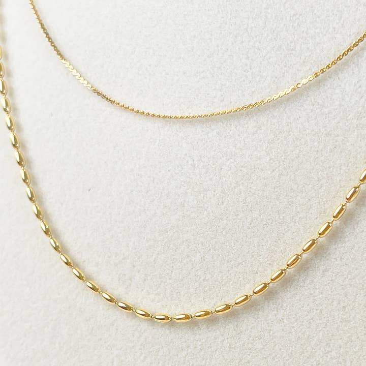 Melange Blanc - Wholesale Link & Chain Necklace - N018 gold double strand dainty chain minimalist necklace3