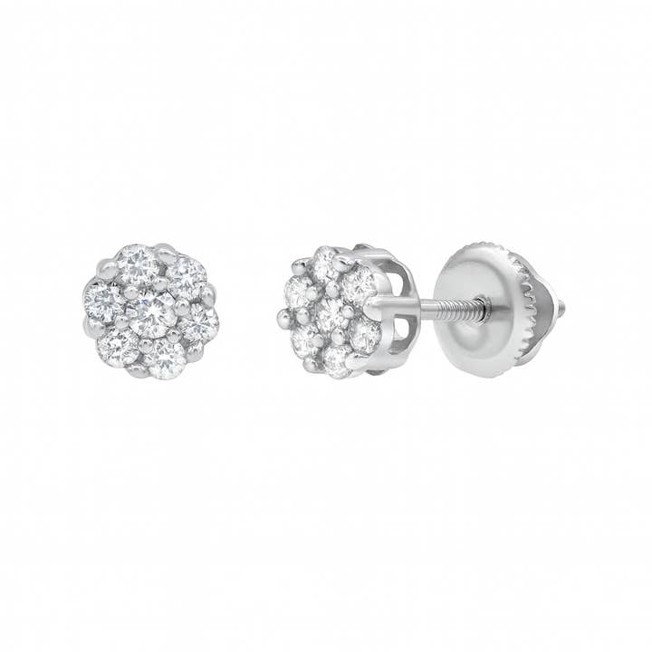 Meadow 14K White Gold Cluster Lab Grown Diamond Unisex Earrings - 0.32 Cts for wholesale by LuvMyJewelry (LMJ)
