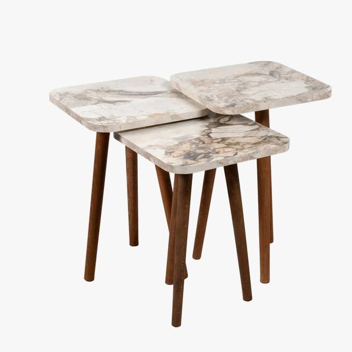 Mesa de Centro Candy com Folheado de Mármore Branco por atacado de Woohoo Sleep Like a Bear