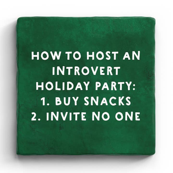 Introvert Holiday - Marble Coaster (Christmas) for wholesale by Paisley & Parsley