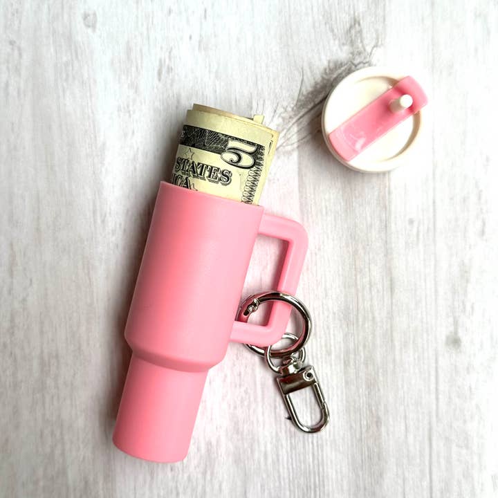 iconic mi - Wholesale Keychain – Women's - Mini Tumbler Keychain Carry Storage Container Light Pink1