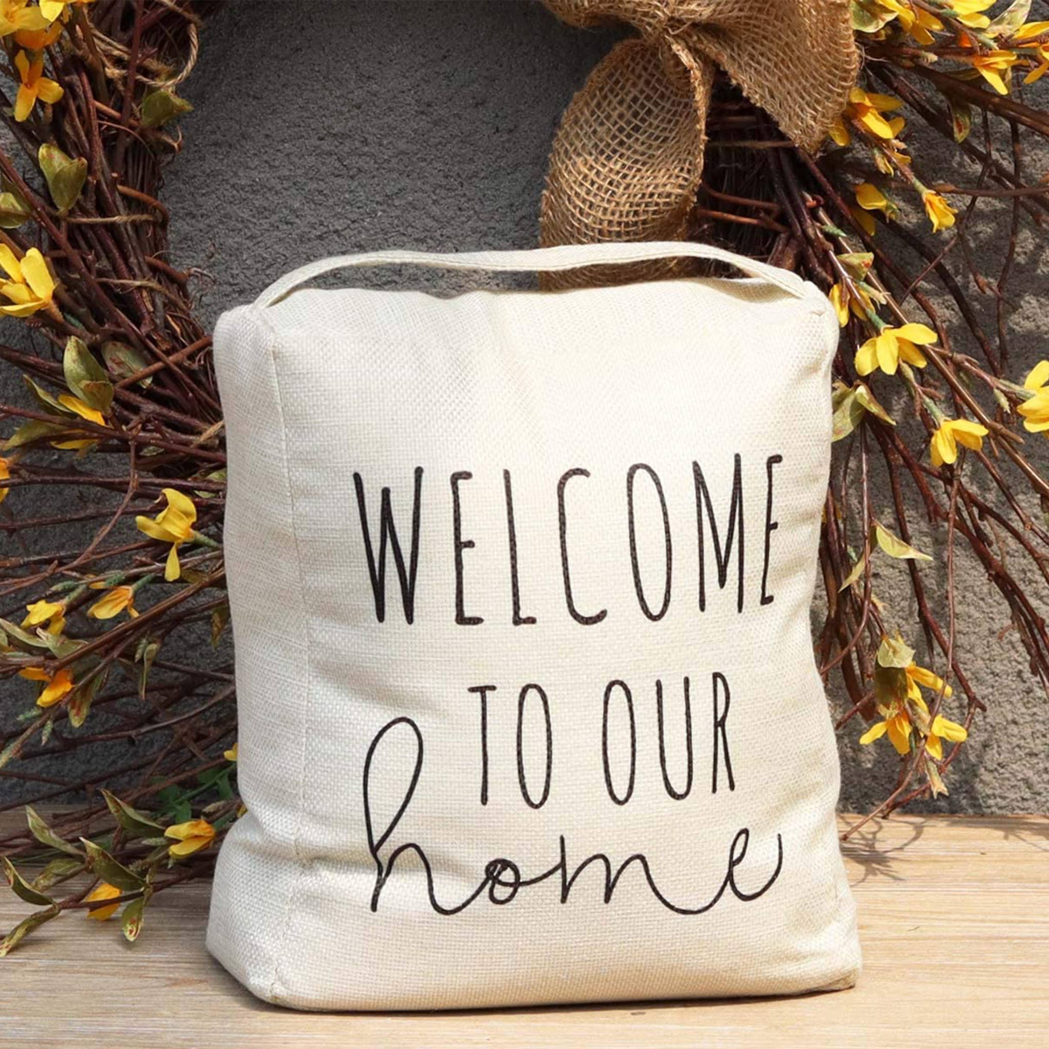 Paris Loft Inc – Engroshandel Dørstopper – Velkommen til vores hjem Dekorative Stof Door Prop1