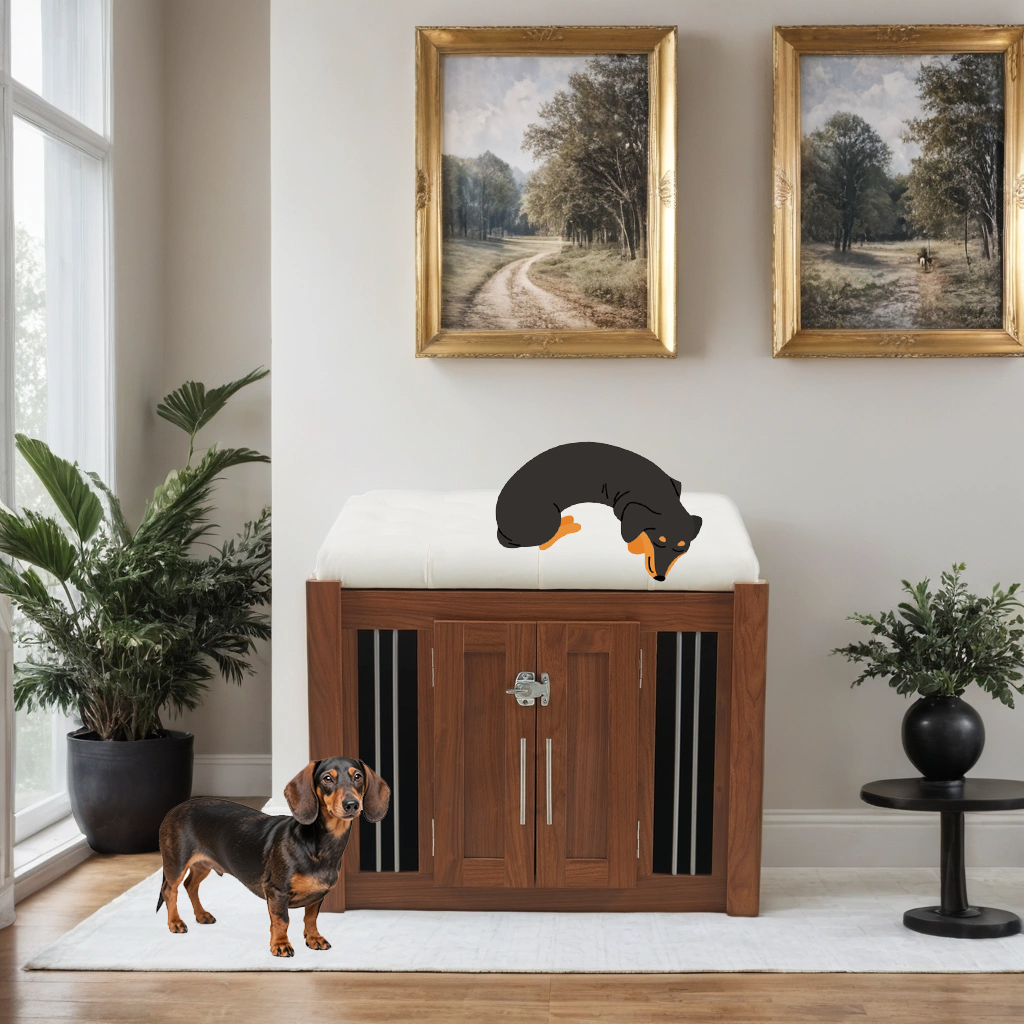 39F Inc. - Wholesale Ottoman - 2-in-1 Dog Crate & End Bench with Padded Seat, Walnut7