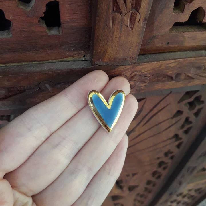 'Something Blue' - Wedgewood Blue and Gold Heart Necklace for wholesale on Faire4