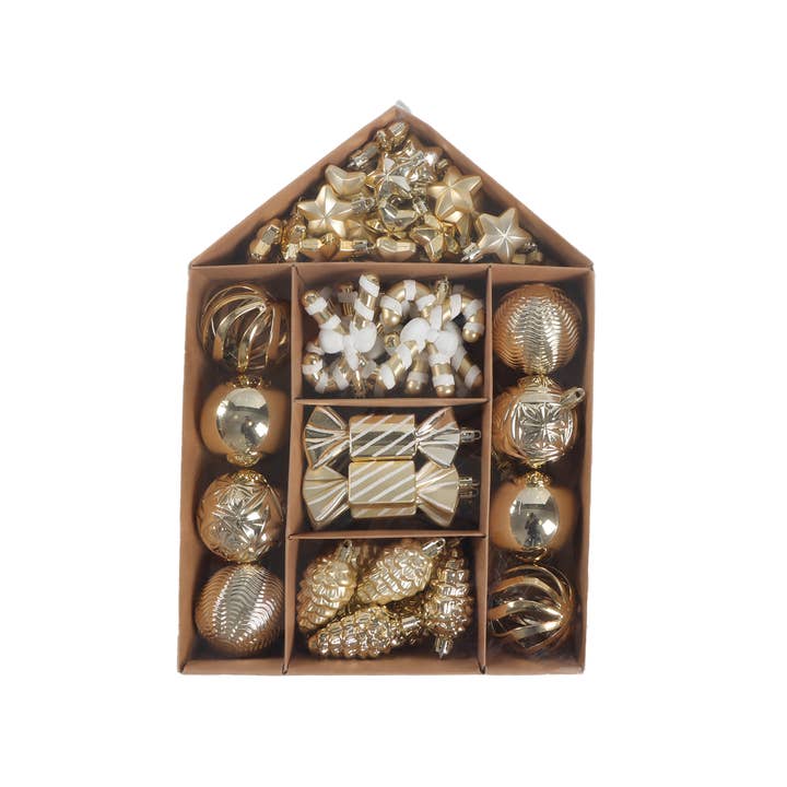 Caja de bolas de Navidad blanco dorado L23,5 P6 H34cm para venta al por mayor de Opjet Paris