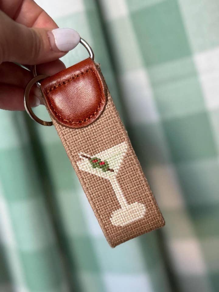 Dirty Martini Needlepoint Keychain for wholesale by Southern Decorative