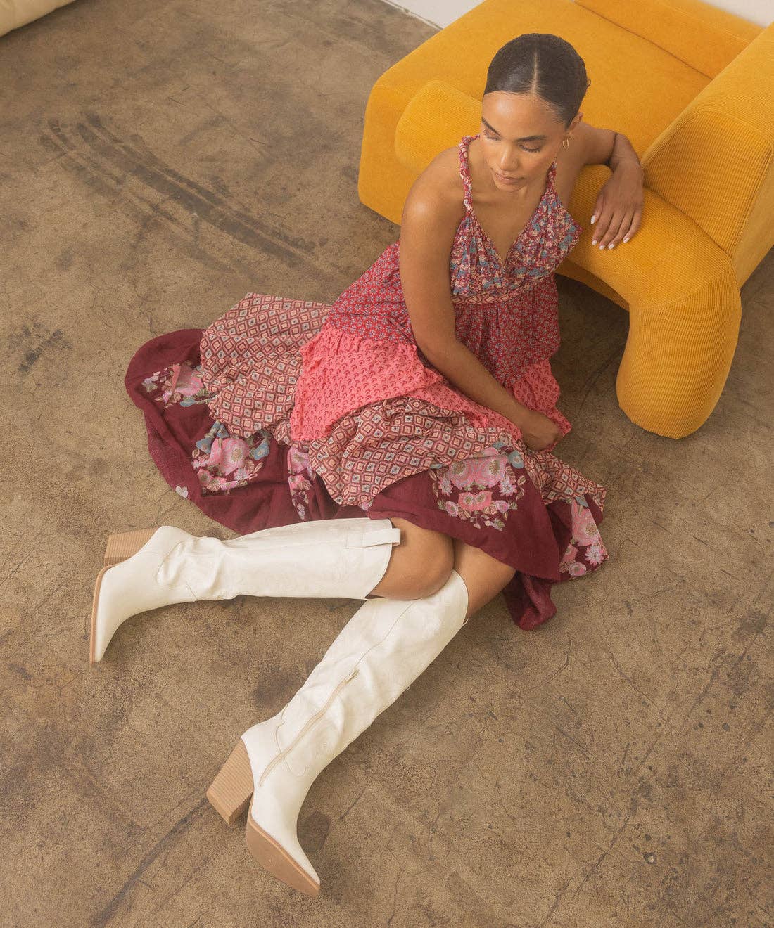 Blanc The Astrid White | Botte western de cowboy à hauteur de genou en vente sur Faire1