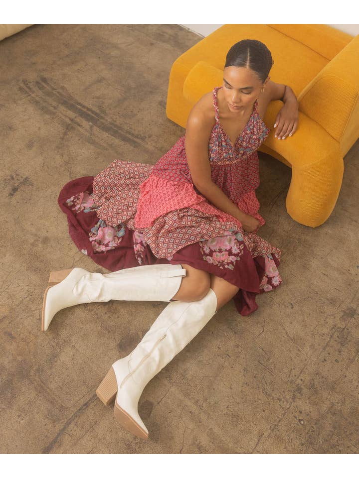 Blanc The Astrid White | Botte western de cowboy à hauteur de genou en vente sur Faire1