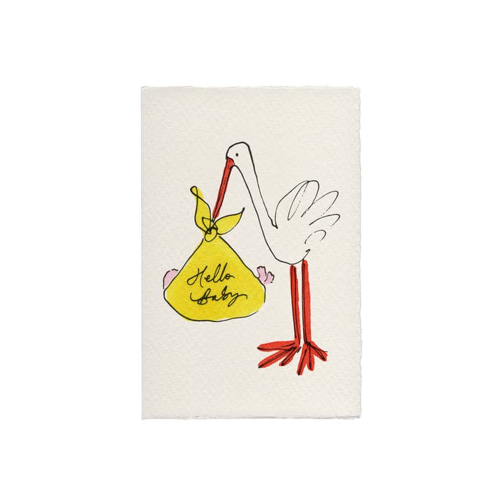 Scribble & Daub - Wholesale Baby Card - Hello Baby (Stork) Greetings Card1