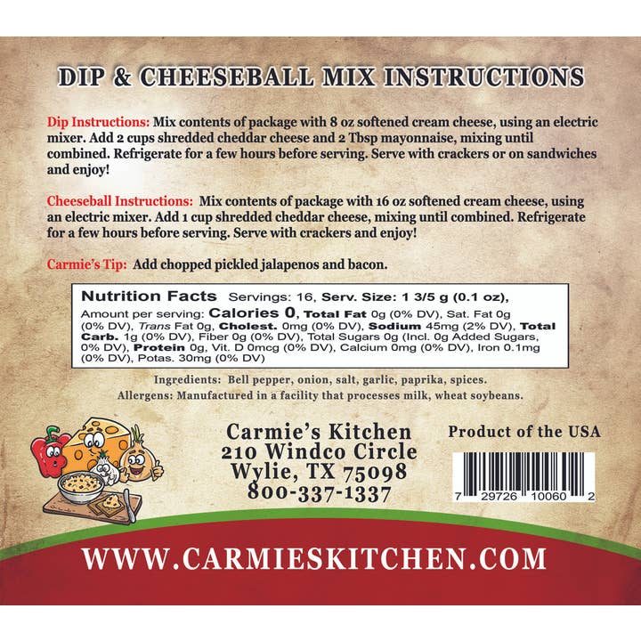 Carmie's Kitchen - Wholesale Dip - Pimento Cheese Dip & Cheeseball Mix1