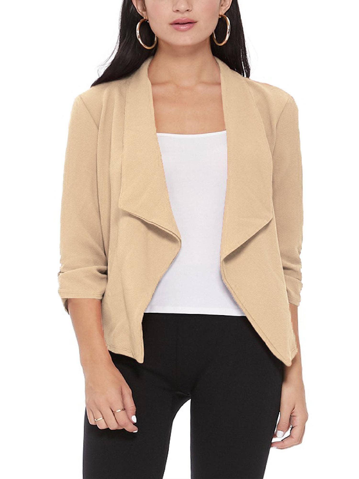 MOA COLLECTION - Wholesale Blazer - Women's - Casual Open Front Draped Solid Blazer Jacket20