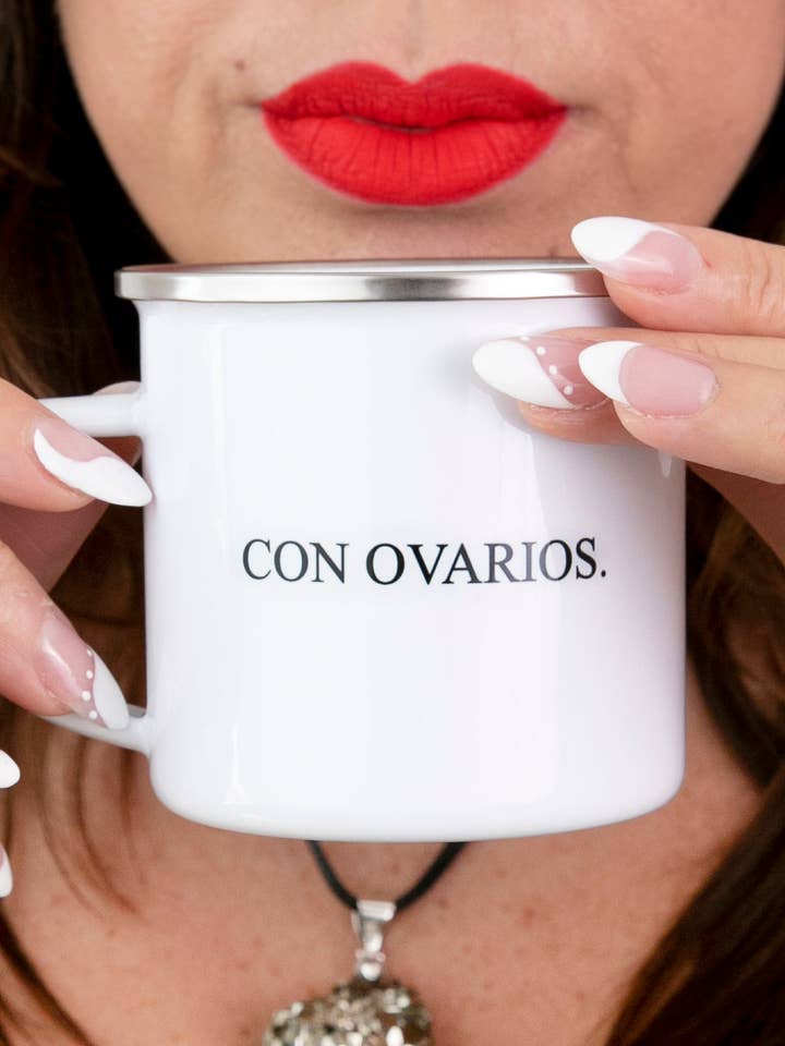 Con Ovarios.™ Enamel Mug (Bundle It and Save) for wholesale by NYTAQ™