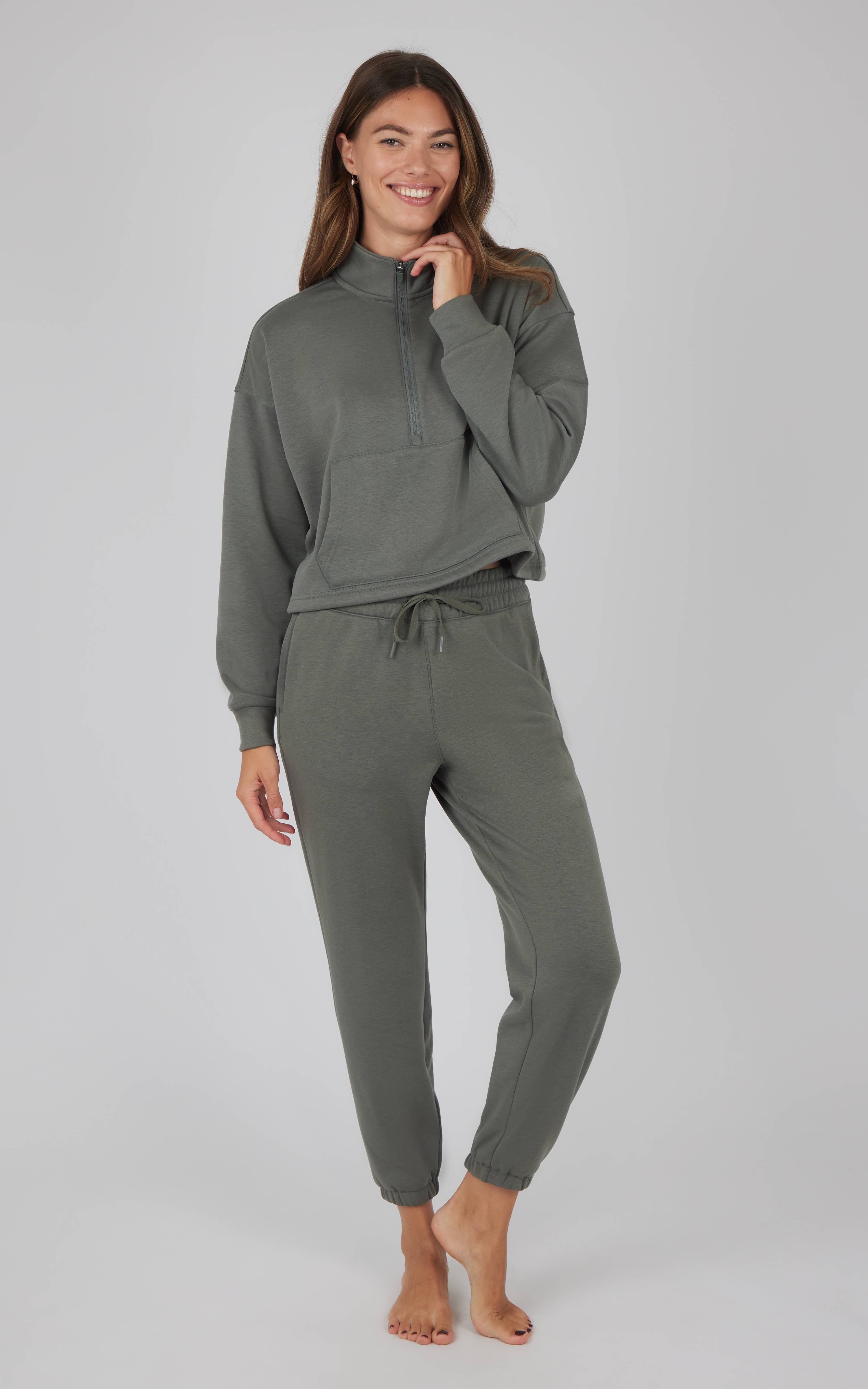 90 Degree by Reflex & Yogalicious - Wholesale Sweatshirt - Women's - Women's Everyday Scuba Fleece Half Zip Pullover1