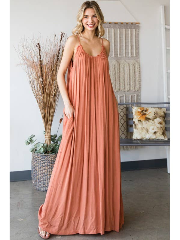 Sleeveless Open Tie Back Maxi Dress for wholesale by MintChoco