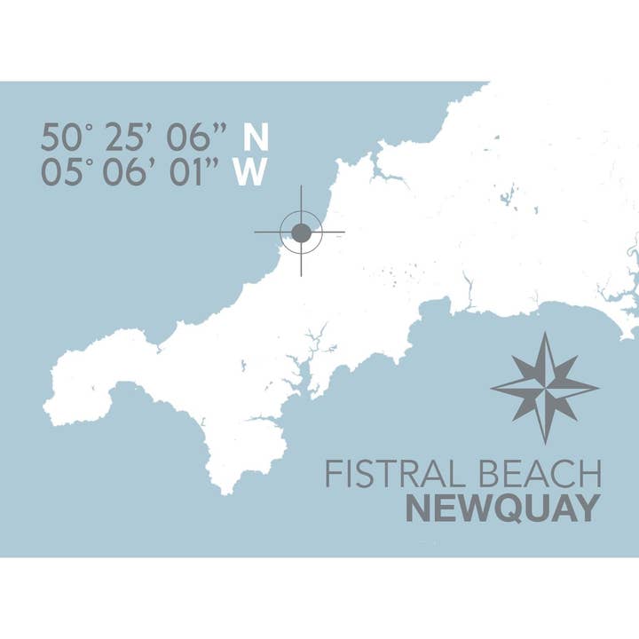 Kustkaart van Fistral Beach Afdrukken voor wholesale door SeaKisses