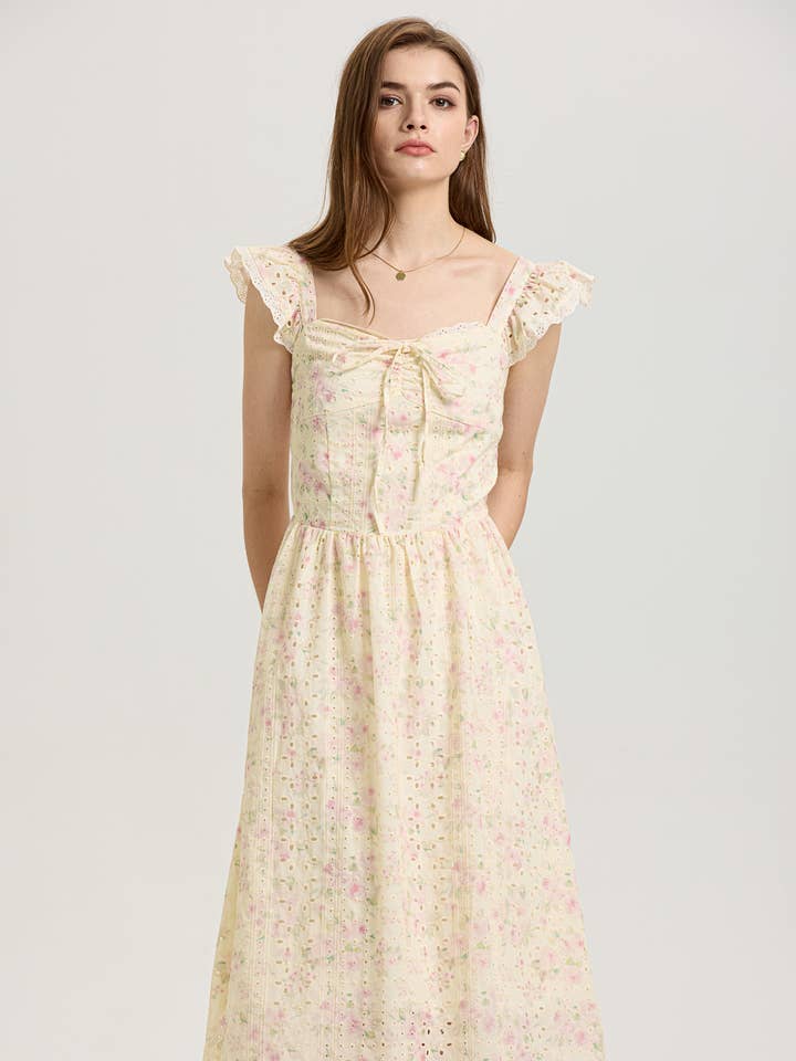 RP2408 - Nyckfull Broderad Spetsklänning för wholesale av ROSIE POSIE