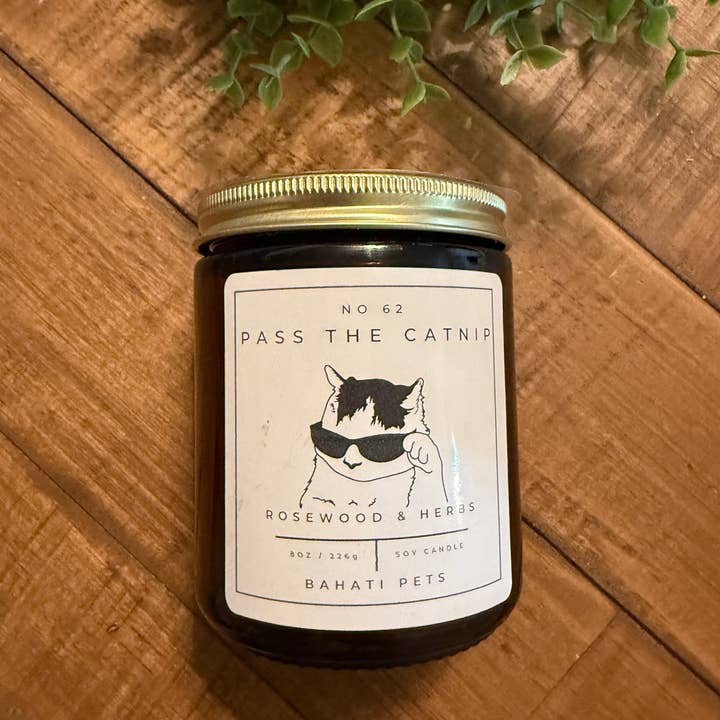 Bahati Pets - Vente Bougie en bocal - Bougie 100 % soja Pass The Catnip 8 oz1