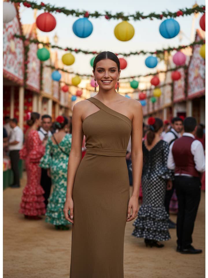 LONG DRESS / MULTI-POSITION BROWN SKIRT 6244 for wholesale on Faire