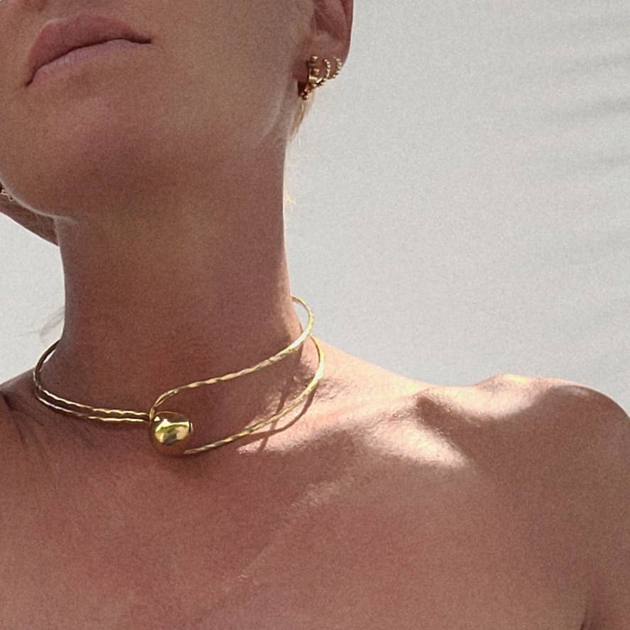 Bisjoux – Großhandel Halsband/Collier – Messing-Kugel-Kugelkreis Choker Halskette Draht Kragen2