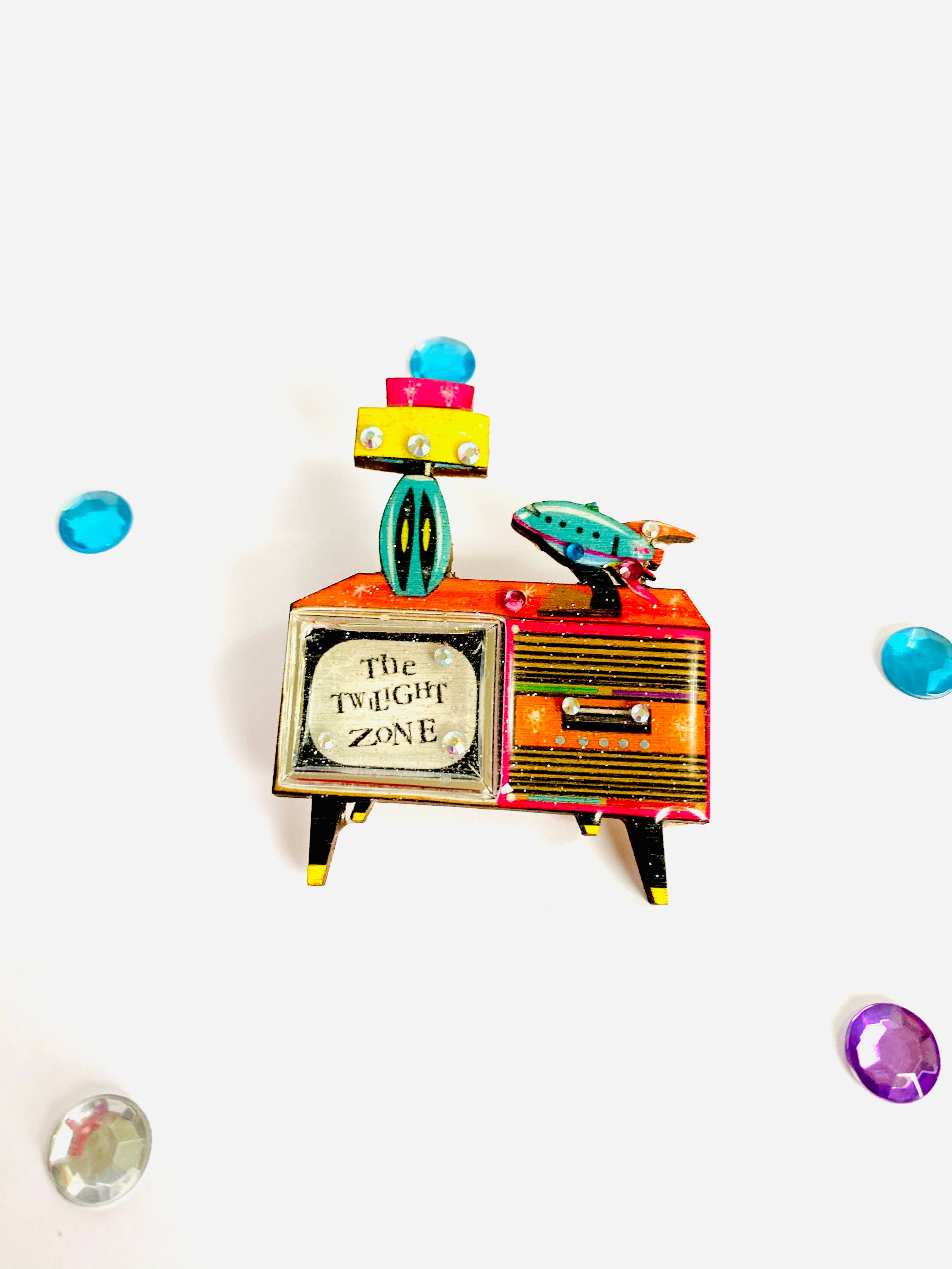Rosie Rose Parker - Wholesale Brooch - Retro tv brooch colourful summer brooch statement unusual1
