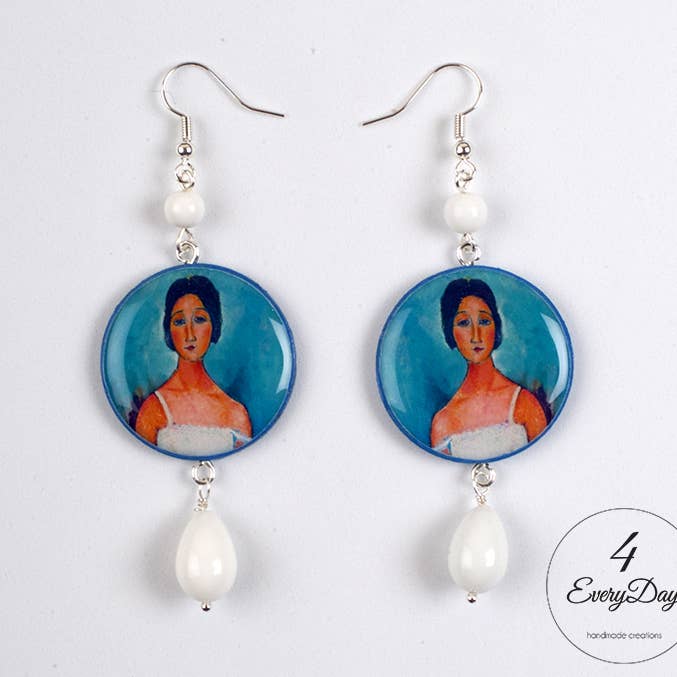 Houten en harsen oorbellen - Cristina van Amedeo Modigliani voor wholesale door 4everyday Handmade