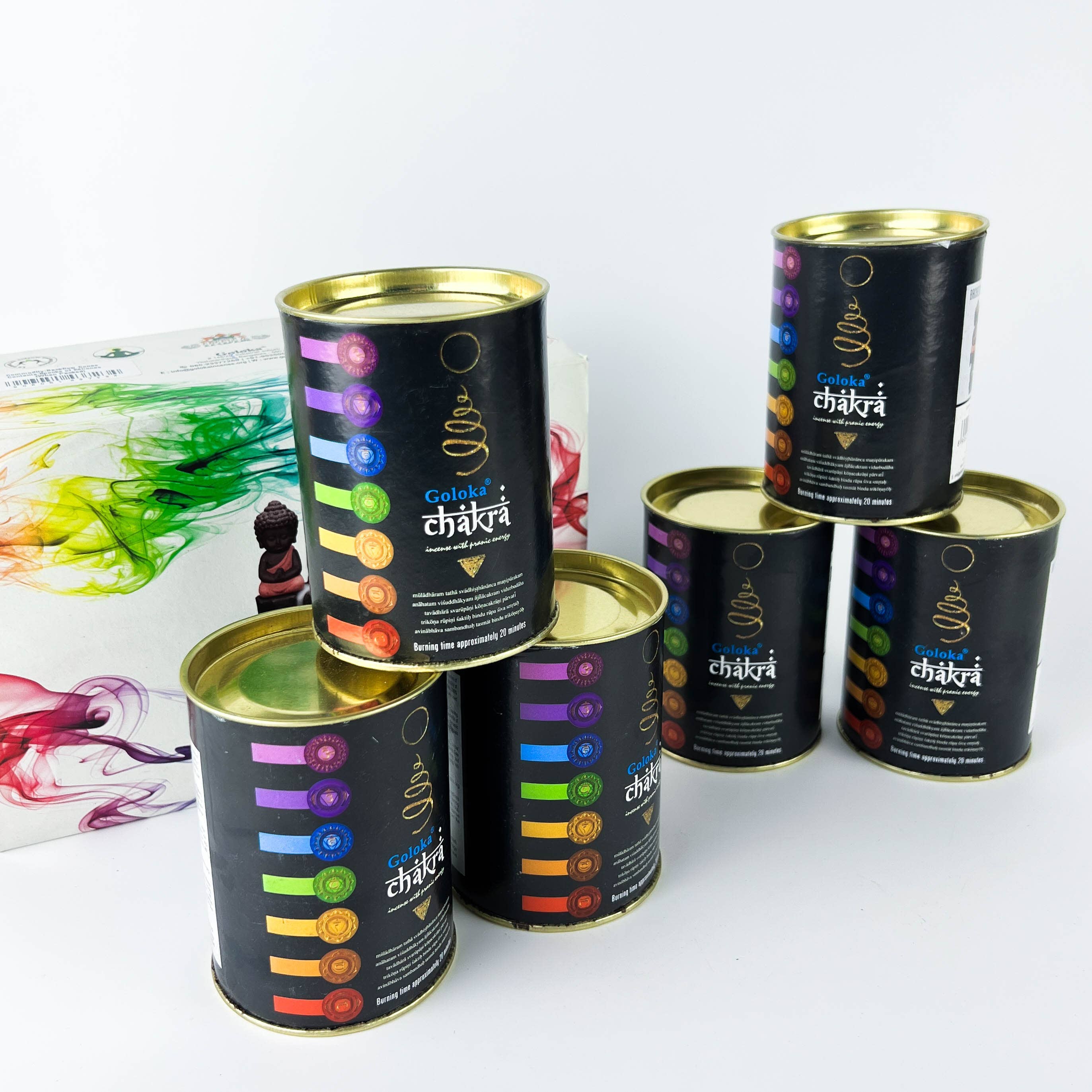 GREENROOTS USA LLC - Vendita all'ingrosso Incensi - Coni di incenso Goloka Chakra Backflow, confezione da 24 coni, confezione da 610