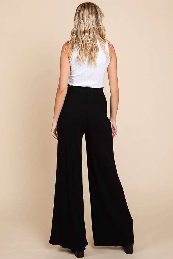 Culture Code - Wholesale Pants - Women's - CRP1797 - RUCHING FRILL WAIST WIDE PANTS2