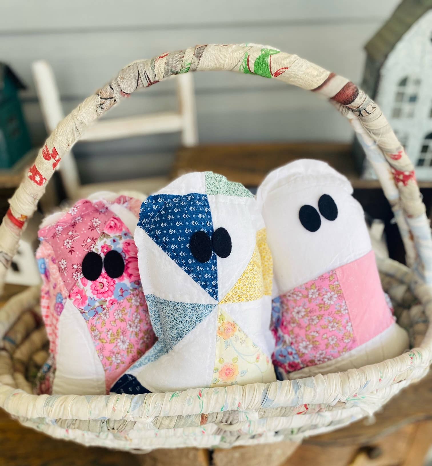 A Gnome on the Roam - Wholesale Decorative Tabletop Object - Handmade Vintage Quilt Ghost Pillow Spooky Halloween Decor8