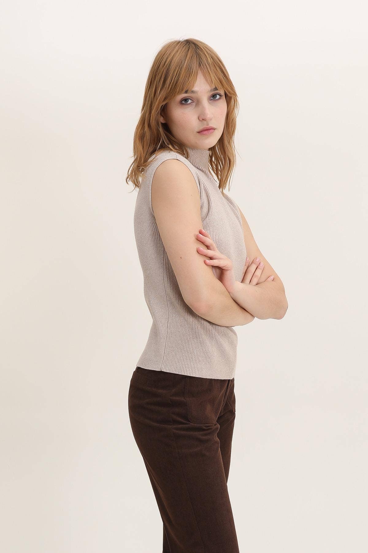 LULUMARY – wholesale Stickad topp - Dam – Lurexstickad top H684 med hög krage, 6-pack5