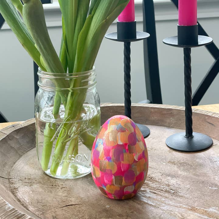 Pink and Gold Leaf Egg for wholesale by Jessica Reynolds Art