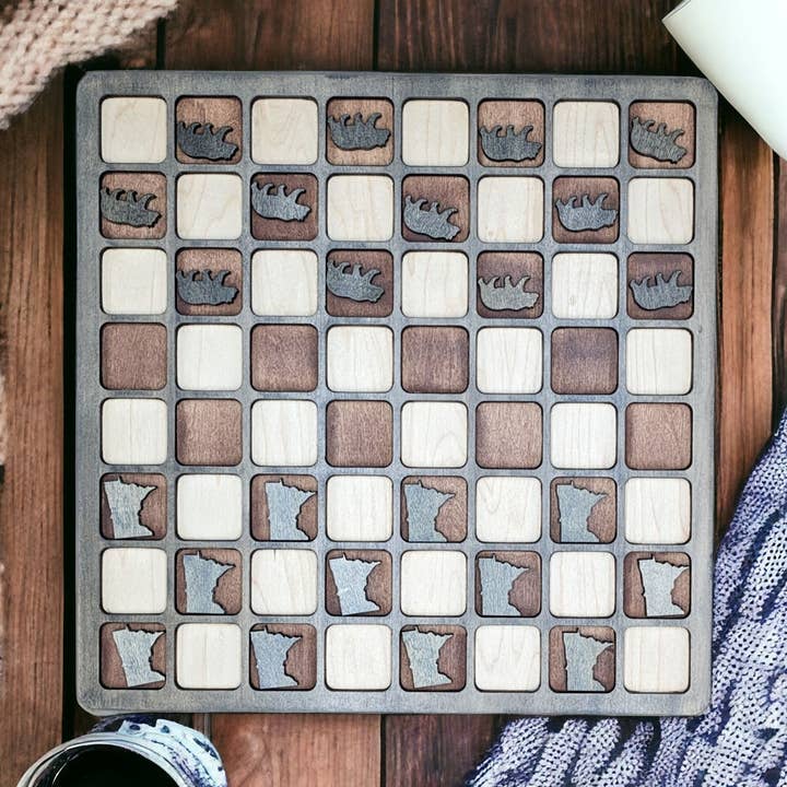 Wooden Checker Board Game for wholesale by Woodsy Creative Co.