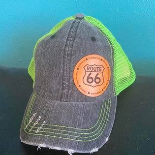DK LaserWorx - Wholesale Trucker Hat - Unisex - Route 66 Ball Cap with Laser Engraved Leather Route 66 Patch0