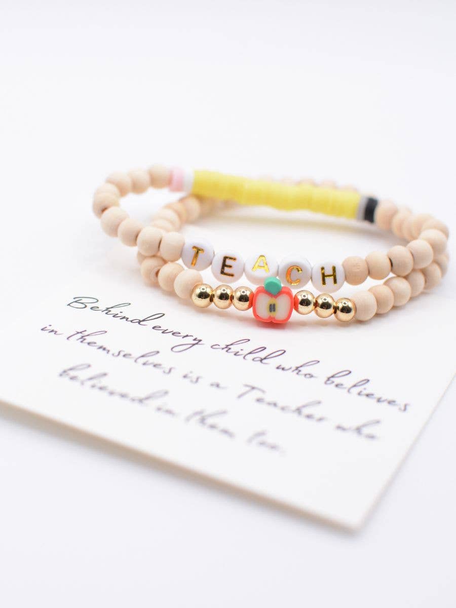Two and Crew - Faith Based Jewelry & Gifts - Wholesale Beaded Bracelet - Wood Beaded TEACH Bracelet Set – Teacher Appreciation Gift7