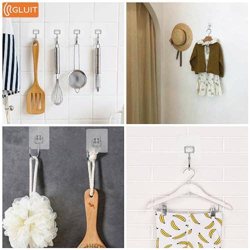 GLUIT - Wholesale Wall hook - GLUIT Adhesive Hooks Heavy Duty 22 lbs Robe Towel Hooks Waterproof Adhesive Wall Hooks for Home Bathroom Kitchen Office and Outdoor3