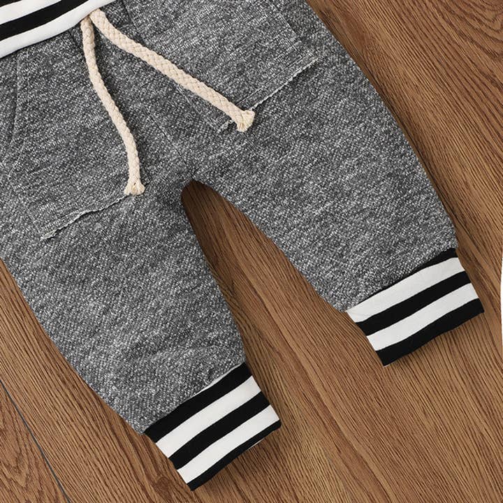 Fennco Styles - Wholesale Top & Pant Set - Kids - Grey Dinosaur Baby Hooded Sweatshirt and Pants