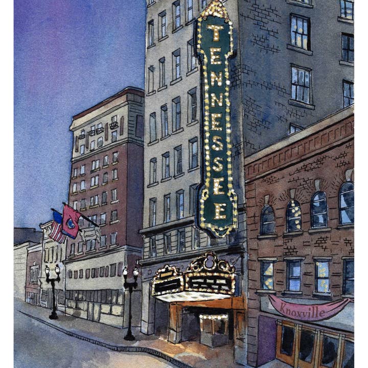 Tennessee Theater Art Print 8x10, Knoxville Tn for wholesale by Esther Sketch
