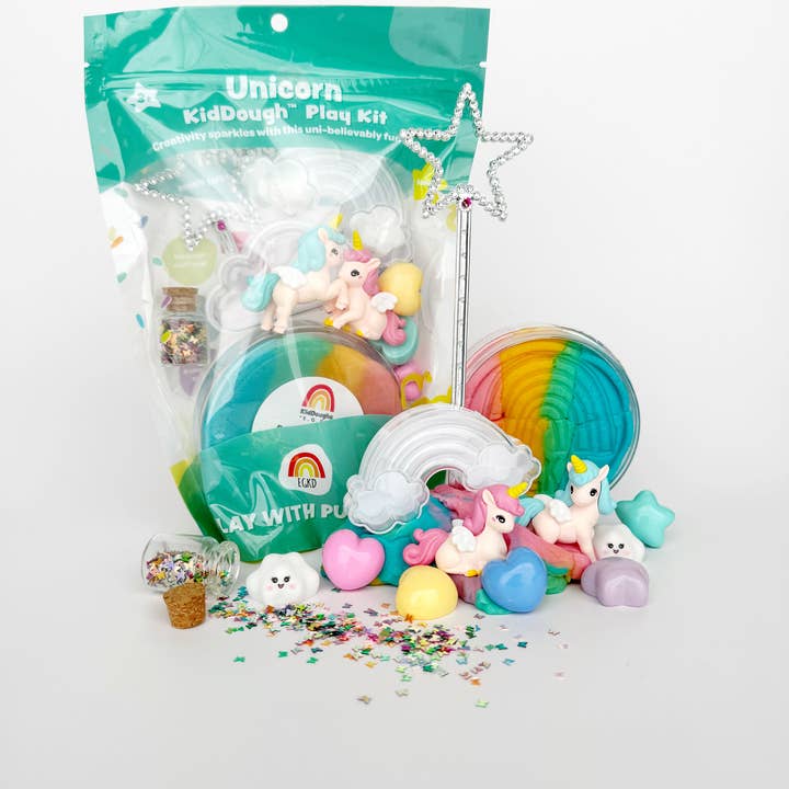 Earth Grown KidDoughs (KidDoughs by EGKD) - Wholesale Putty/Slime - Kids - Unicorn (Rainbow Sherbet) KidDough Play Kit