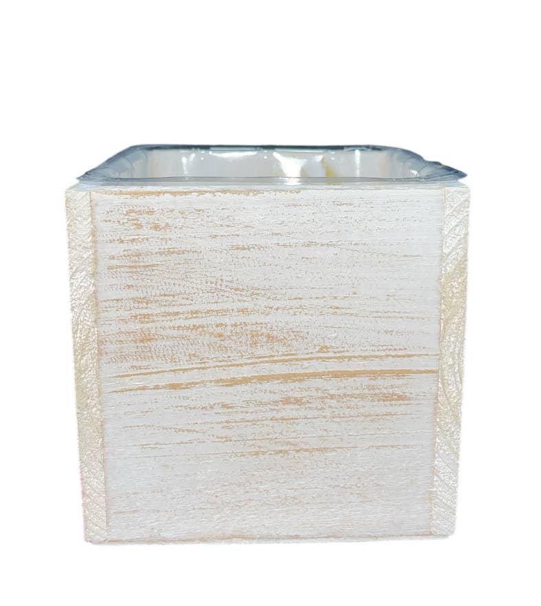 Thompson Wholesale - Wholesale Plant Pot - 5" White Washed Square Wood Pots -- 12 Pack5